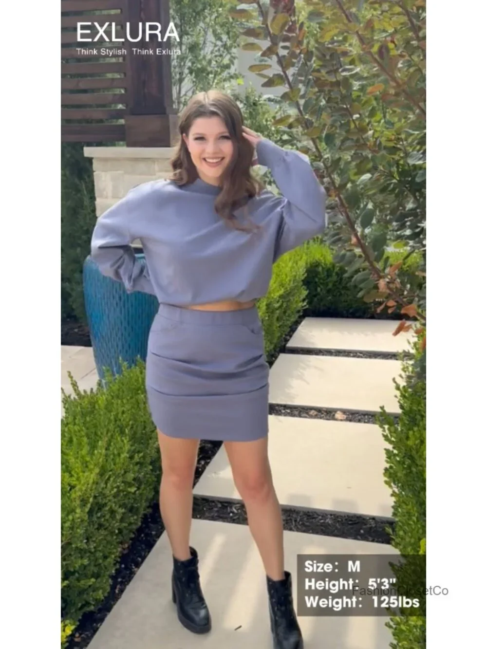 2 Piece Skirt Set Long Sleeve Mock Neck Sweatshirt Skort Matching Outfit